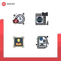 Stock Vector Icon Pack of 4 Line Signs and Symbols for lotus user id business law profile image Editable Vector Design Elements