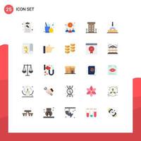 25 User Interface Flat Color Pack of modern Signs and Symbols of store shop front health house teamwork Editable Vector Design Elements