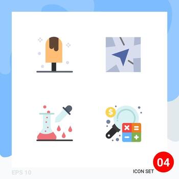 4 Universal Flat Icons Set for Web and Mobile Applications cold medicine dropper summer navigation pipette dropper Editable Vector Design Elements