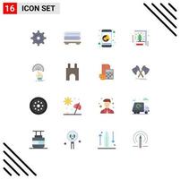 Modern Set of 16 Flat Colors Pictograph of digital touch mobile reach greeting Editable Pack of Creative Vector Design Elements