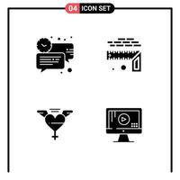 Pack of Modern Solid Glyphs Signs and Symbols for Web Print Media such as bubble heart message height love Editable Vector Design Elements