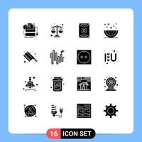 Universal Icon Symbols Group of 16 Modern Solid Glyphs of slice food field drinks stadium Editable Vector Design Elements