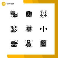 Universal Icon Symbols Group of 9 Modern Solid Glyphs of computer cash drop security dollar Editable Vector Design Elements