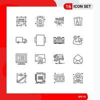 16 Thematic Vector Outlines and Editable Symbols of id card id telescope vision market Editable Vector Design Elements