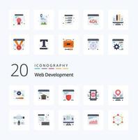 20 Web Development Flat Color icon Pack like coding web code error develop vector