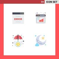 4 Universal Flat Icons Set for Web and Mobile Applications error funds page business invest Editable Vector Design Elements