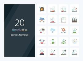 20 Science And Technology Flat Color icon for presentation vector
