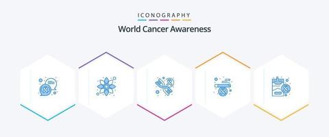 World Cancer Awareness 25 Blue icon pack including smoking. health. dna. cigarette. health vector