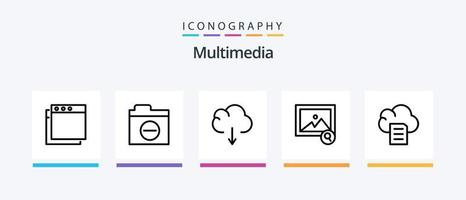 Multimedia Line 5 Icon Pack Including . data. search. image. Creative Icons Design vector