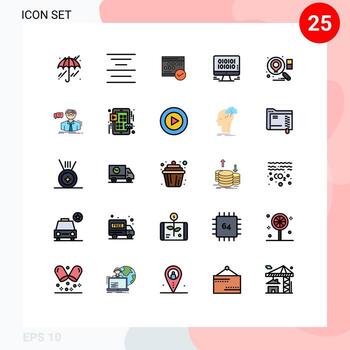 Concepto de color plano de 25 líneas rellenas para sitios web móviles y aplicaciones gestión de ubicación desarrollo empresarial planificación elementos de diseño vectorial editables vector