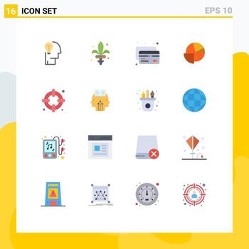 Paquete de 16 colores planos de interfaz de usuario de signos y símbolos modernos de gráfico de vida análisis de pastel de mardi gras paquete editable de elementos creativos de diseño de vectores