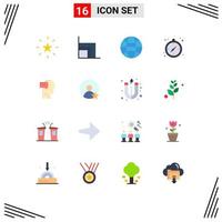 Stock Vector Icon Pack of 16 Line Signs and Symbols for head dialog globe mind compass Editable Pack of Creative Vector Design Elements