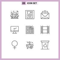 Outline Pack of 9 Universal Symbols of pc device envelope monitor thanksgiving Editable Vector Design Elements