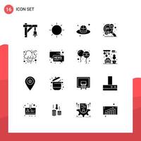 Modern Set of 16 Solid Glyphs Pictograph of cloud speech tool success search Editable Vector Design Elements