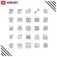 Line Pack of 25 Universal Symbols of multimedia direction speaker arrow link Editable Vector Design Elements