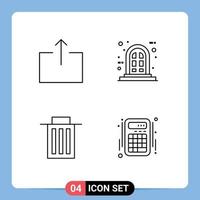 4 Universal Line Signs Symbols of arrow user frame delete interaction Editable Vector Design Elements