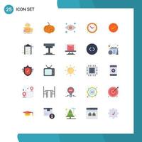 Flat Color Pack of 25 Universal Symbols of approved open eyes watch holiday Editable Vector Design Elements