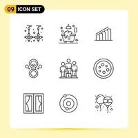 9 Outline concept for Websites Mobile and Apps podium winners chart symbol mirror Editable Vector Design Elements