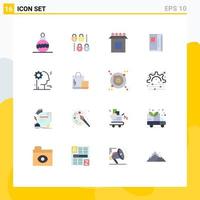 Universal Icon Symbols Group of 16 Modern Flat Colors of ecommerce business setup gear freezer Editable Pack of Creative Vector Design Elements