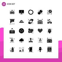 User Interface Pack of 25 Basic Solid Glyphs of coin dollar bolt cash food Editable Vector Design Elements