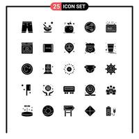 Universal Icon Symbols Group of 25 Modern Solid Glyphs of black social spa sharing science Editable Vector Design Elements