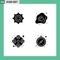 Pictogram Set of Simple Solid Glyphs of gear team decorative heart work Editable Vector Design Elements