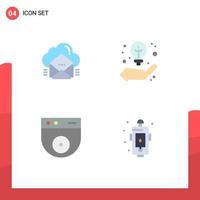 4 Flat Icon concept for Websites Mobile and Apps cloud cam data idea security Editable Vector Design Elements