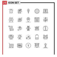 25 Universal Line Signs Symbols of launch app present user basic Editable Vector Design Elements