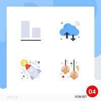 conjunto moderno de 4 iconos planos pictograma de elementos de diseño vectorial editables de dinero iot de nube de lanzamiento alineado vector