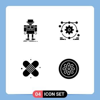 conjunto de glifos sólidos vectoriales en cuadrícula para elementos de diseño vectorial editables de yeso de diseño web robótico autónomo de salud vector