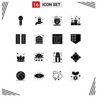 User Interface Pack of 16 Basic Solid Glyphs of hosting success sell position tea Editable Vector Design Elements