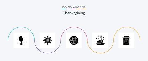 Thanksgiving Glyph 5 Icon Pack Including roasted. food. cake. dinner. pie vector