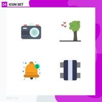 Set of 4 Commercial Flat Icons pack for camera alarm arbor alert game Editable Vector Design Elements