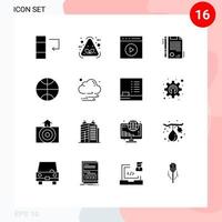 Set of 16 Modern UI Icons Symbols Signs for cloud basketball media play legal certificate Editable Vector Design Elements