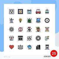 conjunto de 25 iconos de interfaz de usuario modernos signos de símbolos para vehículos de bebé servicio web tren elementos de diseño vectorial editables vector