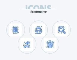 Ecommerce Blue Icon Pack 5 Icon Design. search. browse. time. shipping. delivery vector