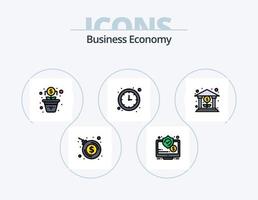 paquete de iconos lleno de línea económica 5 diseño de iconos. comprar. finanzas. hablar. economía. negocio vector