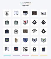 paquete de iconos rellenos de 25 líneas de seguridad creativa, como advertencia. computadora. contraseña. seguridad. almohadilla de bloqueo vector