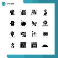 Modern Set of 16 Solid Glyphs and symbols such as human resource search work recruitment exchange Editable Vector Design Elements