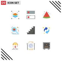 Set of 9 Modern UI Icons Symbols Signs for level floor fruit explore property Editable Vector Design Elements