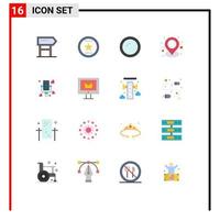 Universal Icon Symbols Group of 16 Modern Flat Colors of talking map star location household Editable Pack of Creative Vector Design Elements