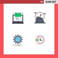 Group of 4 Flat Icons Signs and Symbols for email international sending goal globe Editable Vector Design Elements