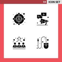 Mobile Interface Solid Glyph Set of Pictograms of audience employee megaphone chat management Editable Vector Design Elements