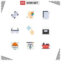 Modern Set of 9 Flat Colors and symbols such as finger glasses file digital computer Editable Vector Design Elements