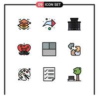 Universal Icon Symbols Group of 9 Modern Filledline Flat Colors of science jigsaw office layout love Editable Vector Design Elements