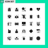 25 Universal Solid Glyphs Set for Web and Mobile Applications brazil twitter magnifier sign ui Editable Vector Design Elements