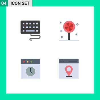 Pictogram Set of 4 Simple Flat Icons of keyboard interface halloween history user Editable Vector Design Elements