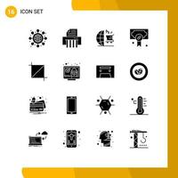 Set of 16 Commercial Solid Glyphs pack for tool screen seo crop medical Editable Vector Design Elements