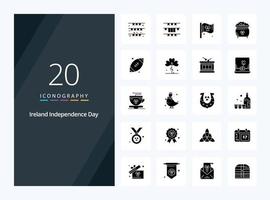 20 icono de glifo sólido del día de la independencia de irlanda para la presentación vector