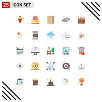 Group of 25 Modern Flat Colors Set for briefcase space bread science loaf Editable Vector Design Elements